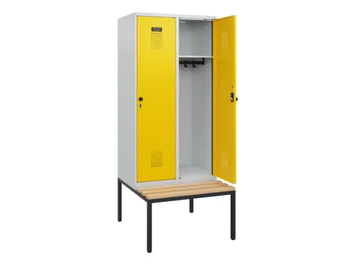 locker met bank,HxBxD 1950x800x815mm,2vak,vak B 400mm,draaigrendel