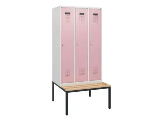 locker met bank,HxBxD 1950x900x815mm,3vak,vak B 300mm,cilinderslot - 2