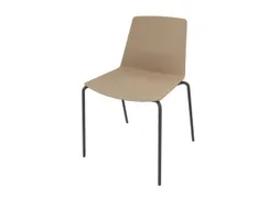 bezoekersstoel,4voeten ronde buis donkergrijs,zitschaal PP beige