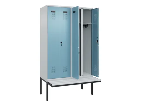 locker met bank,voor scheiding van kleding,HxBxD 2120x1200x815mm,4vak