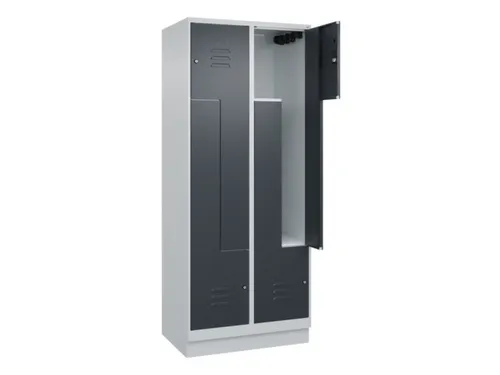 Z-garderobekast,HxBxD 1950x800x500mm,vak B 200/400mm,cil.-slot,sokkel