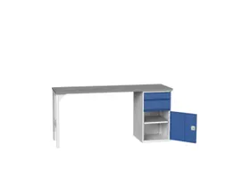 werkbank,HxBxD 930x2000x600mm,linoleumblad,2voeten/1container
