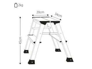 Aluminum ladder 2 treden 45cm 150kg - 5