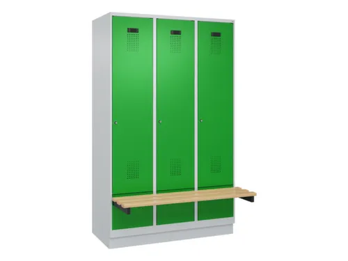 locker met bank,HxBxD 1950x1200x815mm,3vak,vak B 400mm,cilinderslot