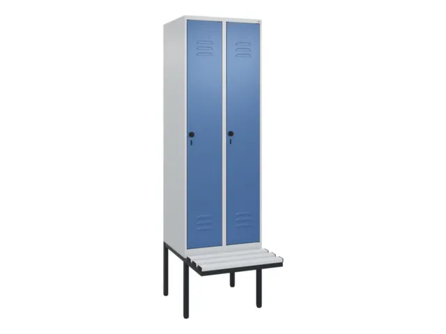 locker met bank,HxBxD 2120x600x815mm,2vak,vak B 300mm,draaigrendel