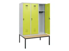 locker met bank,HxBxD 1950x1200x815mm,3vak,vak B 400mm,draaigrendel