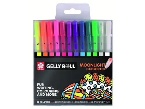 Gelschrijver Sakura Gelly Roll Moonlight fluorescent set à 12 kleuren