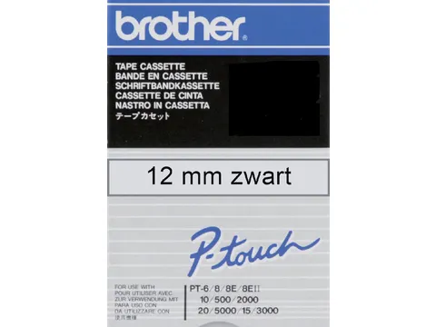 Labeltape Brother P-touch TC-101 standaard 12mm zwart op transparant