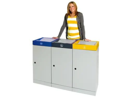 afvalverzamelstation vuurremmend 3x70 liter HxBxD 850x1210x380mm Grijs
