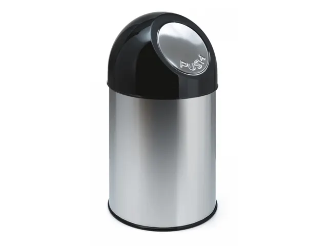 Afvalbak Met Pushdeksel 30 Liter RVS Zwart