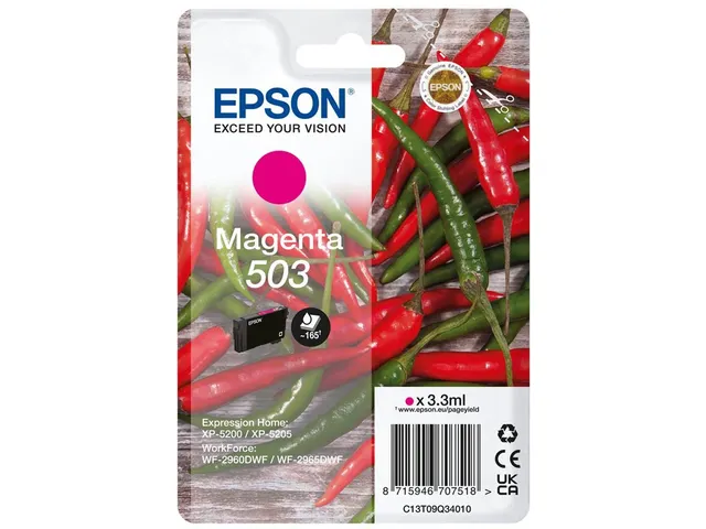 Epson inktcartridge 503 Singlepack C13T09Q34010 Magenta 165 pagina's