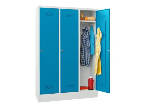 lockerkast,HxBxD 1850x1200x500mm,3vak,RAL7035,front RAL5012