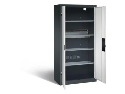 acculaadkast 1950x930x500mm 5stekkerdozen 230V cil.-slot front RAL7035