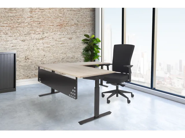 Bureau Linesto Plus Hoogte instelbaar 160x80 houtprint schaduw wit