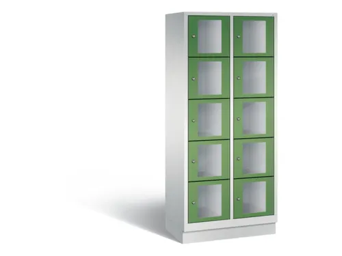 Lockerkast 1800x810x500mm 2x5 vakken Cilinderslot, Sokkel, RAL6011