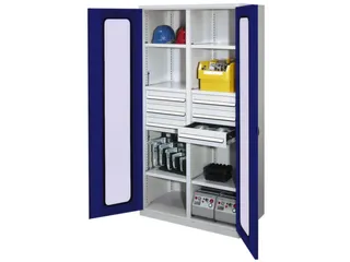 Materiaalkast Scheidingswand 1950x1000x600mm 6legborden 6laden Ral5010 - 1