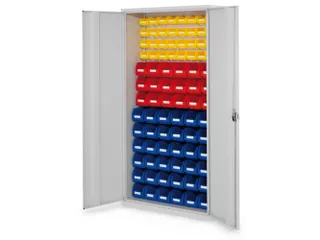 kast met sleufplaat m. bakken,HxBxD 1950x1000x410mm,86bakken PE - 1