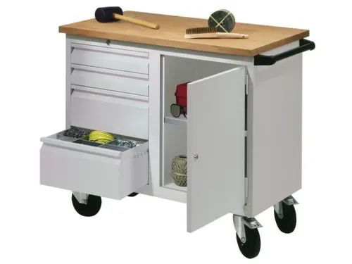 Werkplaatswagen 400kg Staalplaat 915x1090x600mm 1 Kast 4 Laden