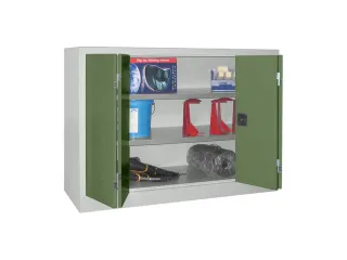 Vouwdeurkast 1000x1200x600mm 2legborden Verzinkt Ral7035 Front Ral6011 - 1