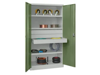systeemkast,HxBxD 1950x1040x630mm,3xStalen bodem,RAL7035,front RAL6011 - 2