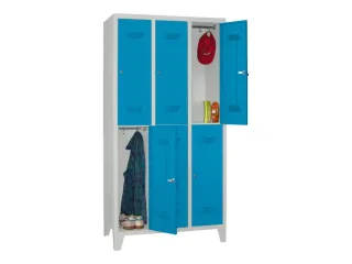 dubbeldekse locker,HxBxD 1850x900x500mm,3x2vak.,RAL7035,front RAL5012 - 2