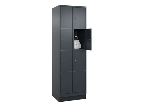 lockerkast,HxBxD 1950x600x500mm,2x4vakken,vak B 300mm,cil.-slot,sokkel