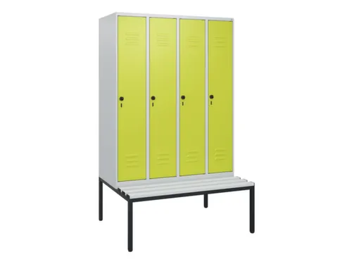 locker met bank,HxBxD 1950x1200x815mm,4vak,vak B 300mm,draaigrendel