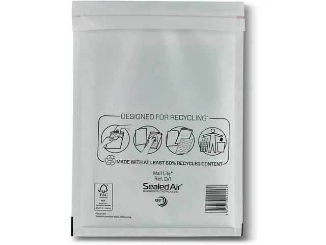 Mail Lite Luchtkussenenveloppen D/1 180x260mm Wit 200 stuks