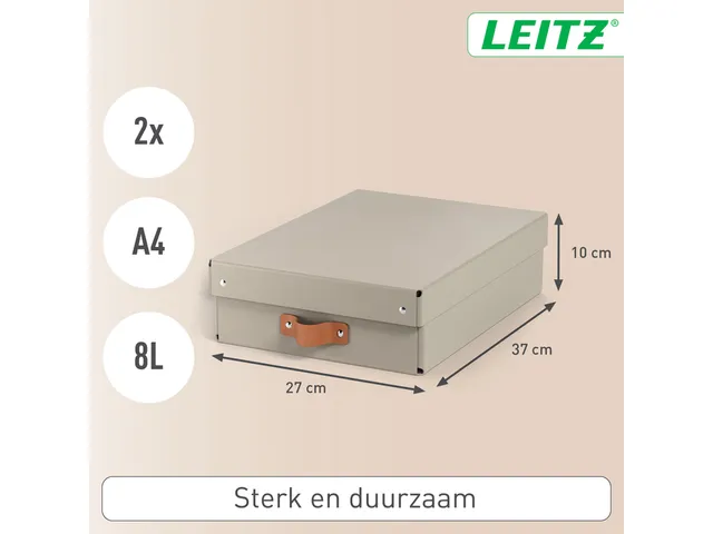 Leitz Puro Opbergdoos met deksel medium laag 8L set van 2 beige