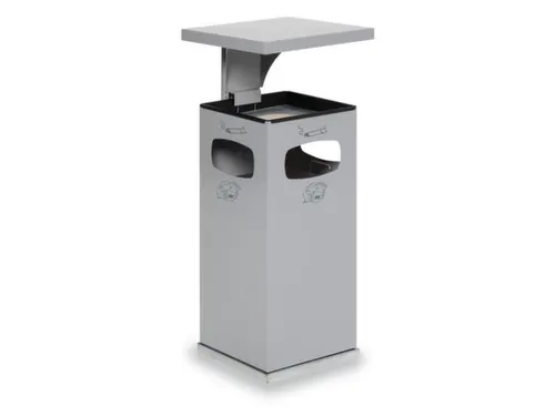 Combi-Asbak Staalplaat Zilver 950x500x500mm 3 Inworpopeningen