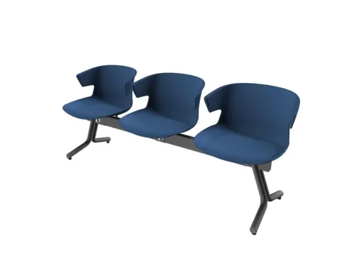 Wachtkamerbank 3Zittingen Kunststof Kuipen Blauw Frame Antraciet