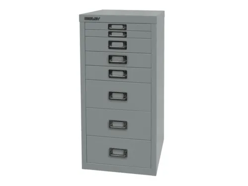 kantoor-ladekast HxBxD 590x279x380mm 8 laden romp zilverkleurig staal