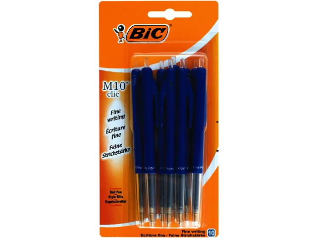 Balpen Bic M10 medium blauw blister à 10 stuks