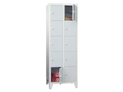 lockerkast,HxBxD 1850x600x500mm,2x5vakken,RAL7035,front RAL6011