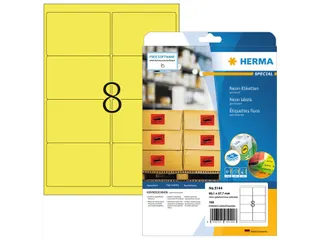 HERMA 5144 Gekleurde etiketten A4 99,1x67,7mm Neon Geel 160 stuks - 1