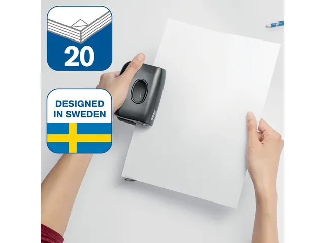 Perforator Rapid Eco 2-gaats 20vel zwart