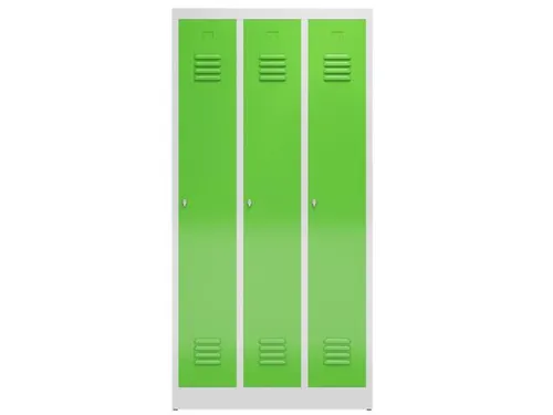 garderobekast 1800x870x500mm 3vak klink sokkel romp RAL7035 RAL6018