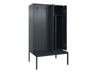 PBM-locker met bank,HxBxD 2120x1200x815mm,4vak,vak B 300mm - 1
