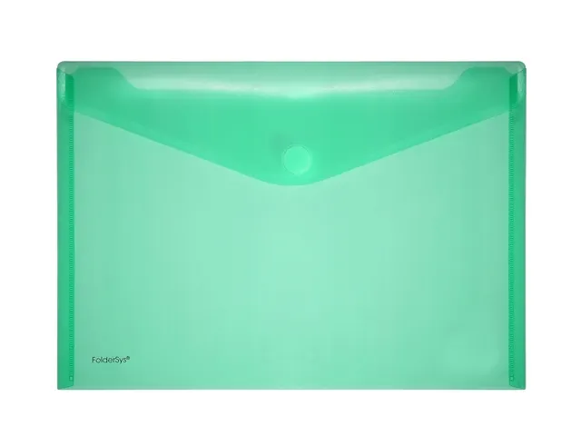 Enveloptas Foldersys A4 PP dwars transp groen A4 Velcro Envelop Groen