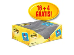Memoblok 3M Post-it 655 76x127mm geel 16 + 4 gratis