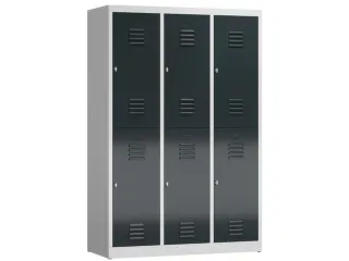 Dubbeldekse garderobekast 1800x1185x500mm 3x2vak 400mm RAL7035 RAL7016 - 1