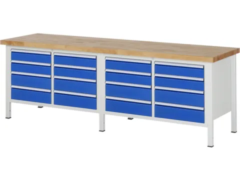 werkbank,HxBxD 840-1040x2500x700mm,beukblad,draagverm. 1250kg