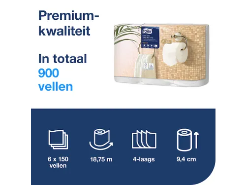 Toiletpapier Tork T4 Premium 4-laags 150 vel wit 110406