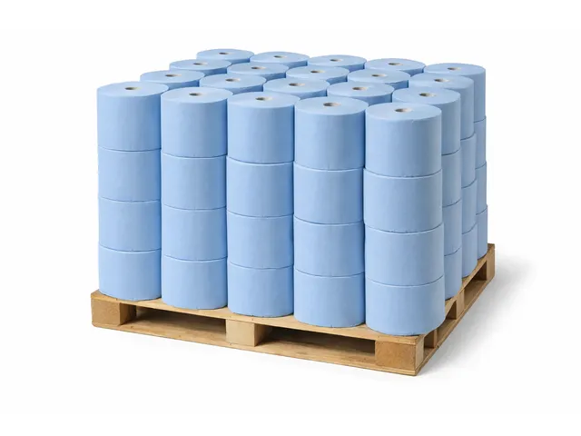 Poetspapier 360 Meter verlijmd blauw 3-laags Pallet 36 Rol