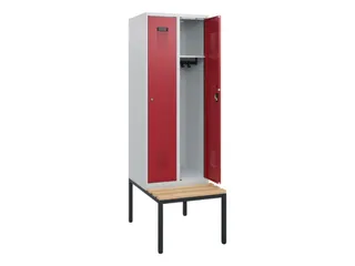 locker met bank,HxBxD 1950x600x815mm,2vak,vak B 300mm,cilinderslot - 1