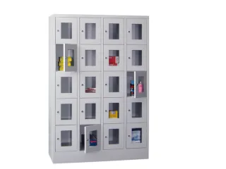 lockerkast,HxBxD 1850x1200x500mm,4x5vakken,RAL7035,front RAL6011 - 1