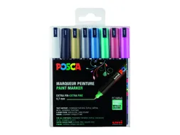 Verfstift Posca PC1MR Extra Fijne punt 0,7mm Metallic 8 stuks assorti