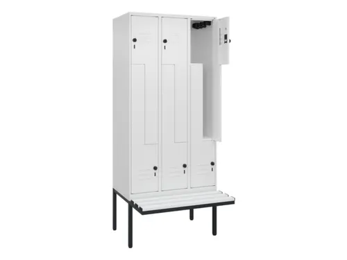 Z-garderobekast,HxBxD 2120x900x815mm,6vak,vak B 300mm,draaigrendel