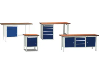 Werkbank 840x2000x700mm 3laden 2 Bergvakken Lichtgrijs Gentiaanblauw - 2