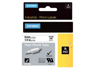 Lettertape Dymo 18051 Rhino Krimp 6mmx1.5m zwart op wit - 1